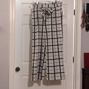 Cato High Rise Flare Pants, Size Large, white and black plaid